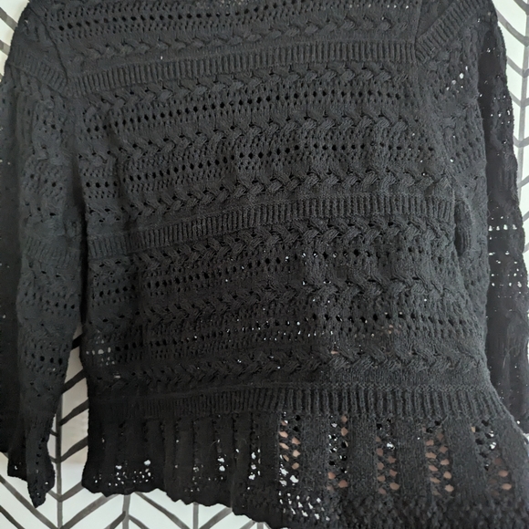 Madewell Black Crochet-Knit Long Sleeve Top - Picture 6 of 6